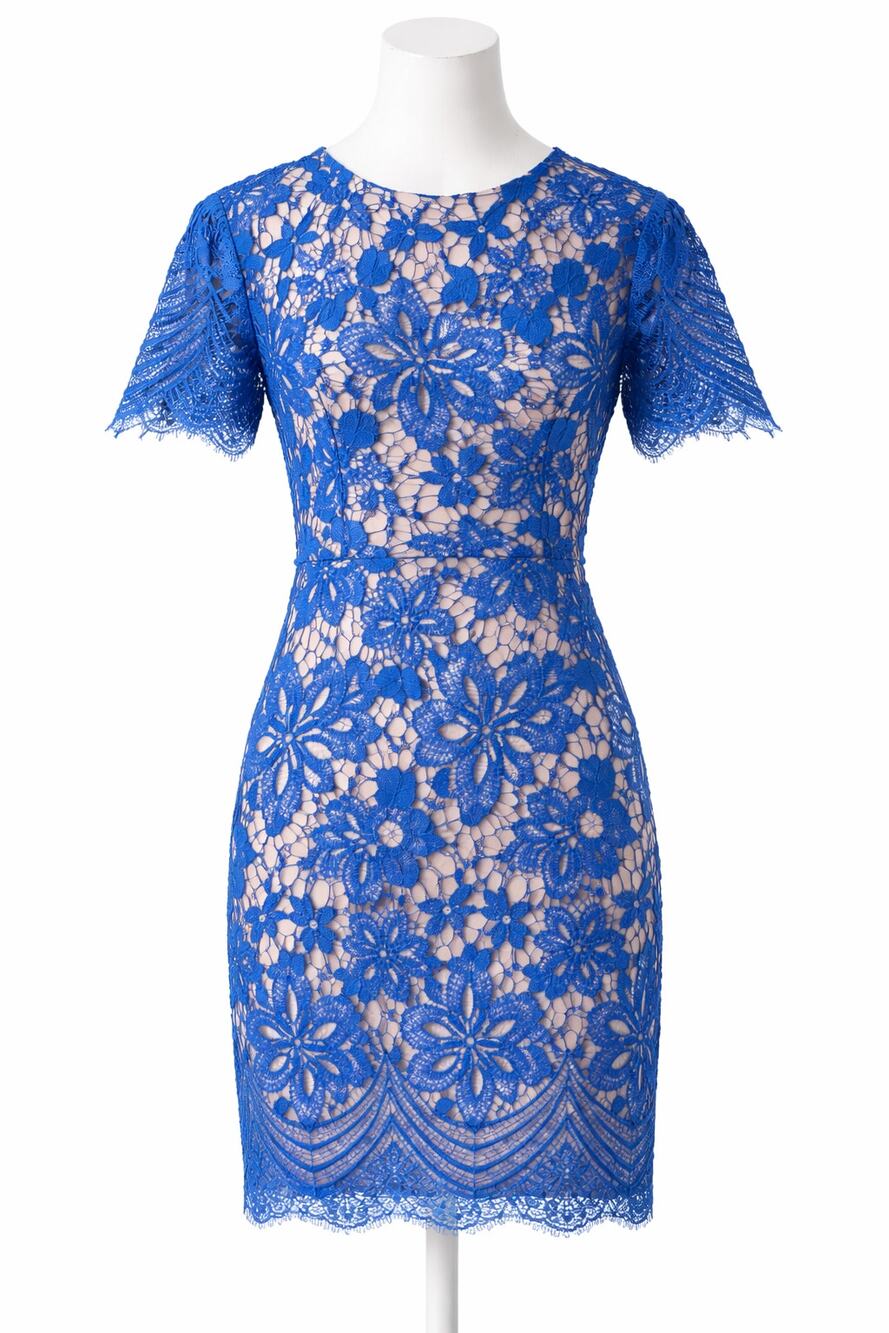 NWOT Blue Floral Crochet Formal Dress Size 2 Bodycon Y2K Party Cocktail